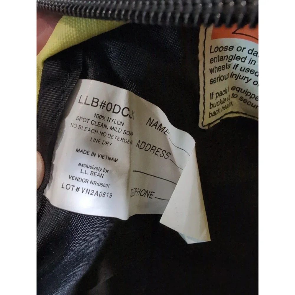 LL BEAN SLING BAG BACKPACK YELLOW/BLACK NYLON OVER THE SHOULDER BACK TO SCHOOL